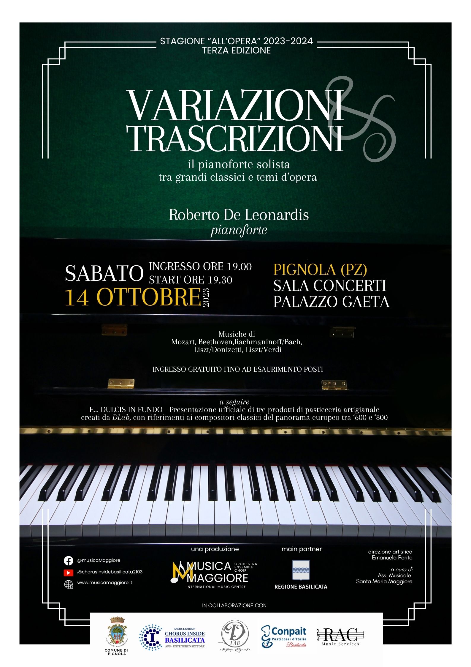 VARIAZIONI & TRASCRIZIONI, 14 ottobre 2023 Sala Concerti Palazzo Gaeta, Pignola (PZ)